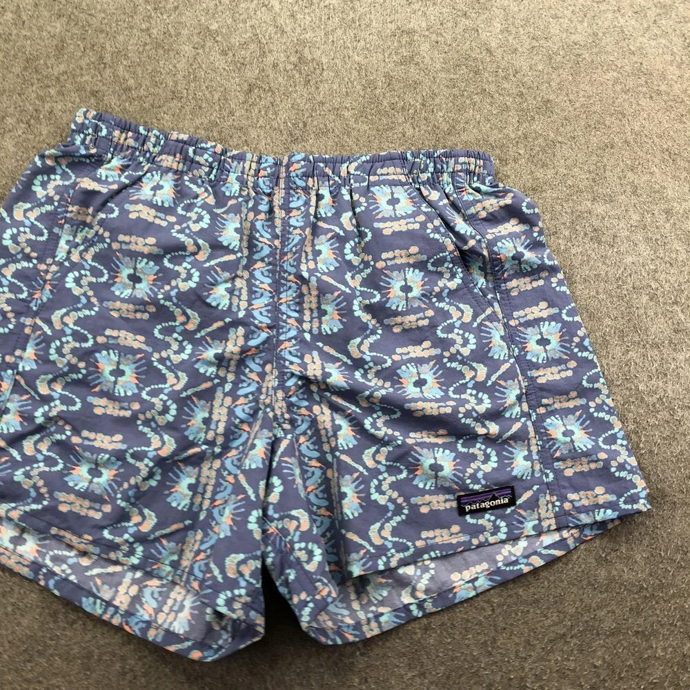 Patagonia Shorts Mens Medium Blue Geometric Print Swim Trunks Pockets